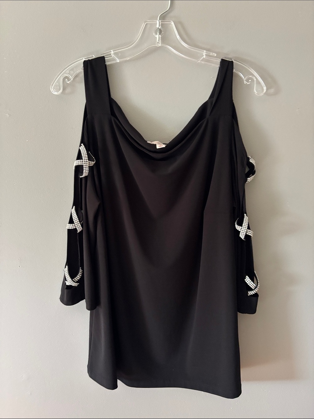Dress Barn Black Cold-Shoulder Embellished Blouse